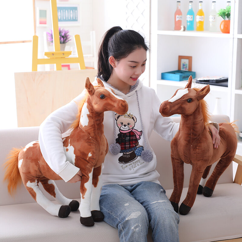 Simulation cheval jouets en peluche animaux en peluche artificiels jouet poupée garçons filles enfants anniversaire fête de noël cadeaux décoration de la maison