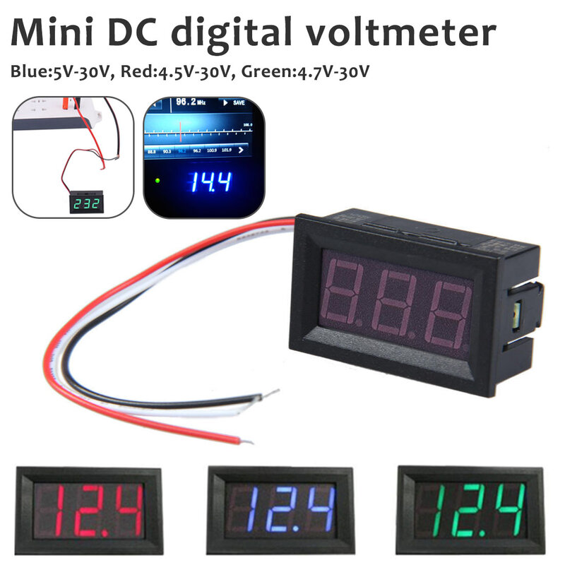 Instrumen Listrik Voltmeter Mini Digital Voltmeter Ampermeter Instrumen Listrik Voltmeter Ammeter Tampilan LED Di Dalam Mobil