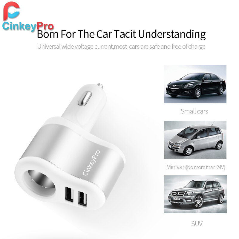 CinkeyPro Car-Charger Cigarette Lighter Car Charger Adapter 2.1A 2-Port USB Smart Mobile Phone Charging For iPhone 6 iPad XiaoMi