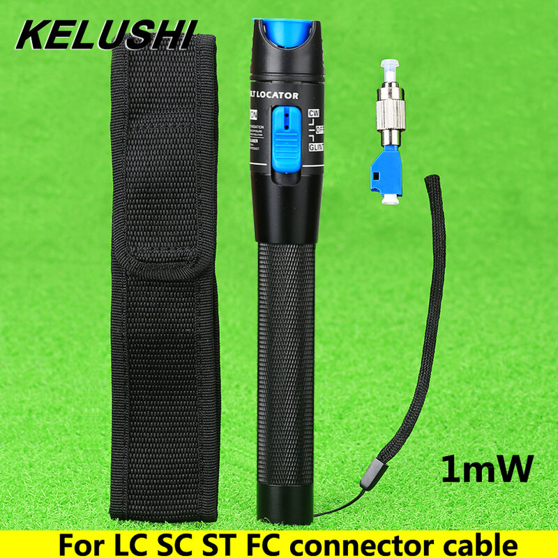 Kelushi-novo testador de fibra ótica, 1mw, metal e fibra ótica, com adaptador lc/fc/sc/st, cabo de fibra optica, localizador visual de falhas para catv