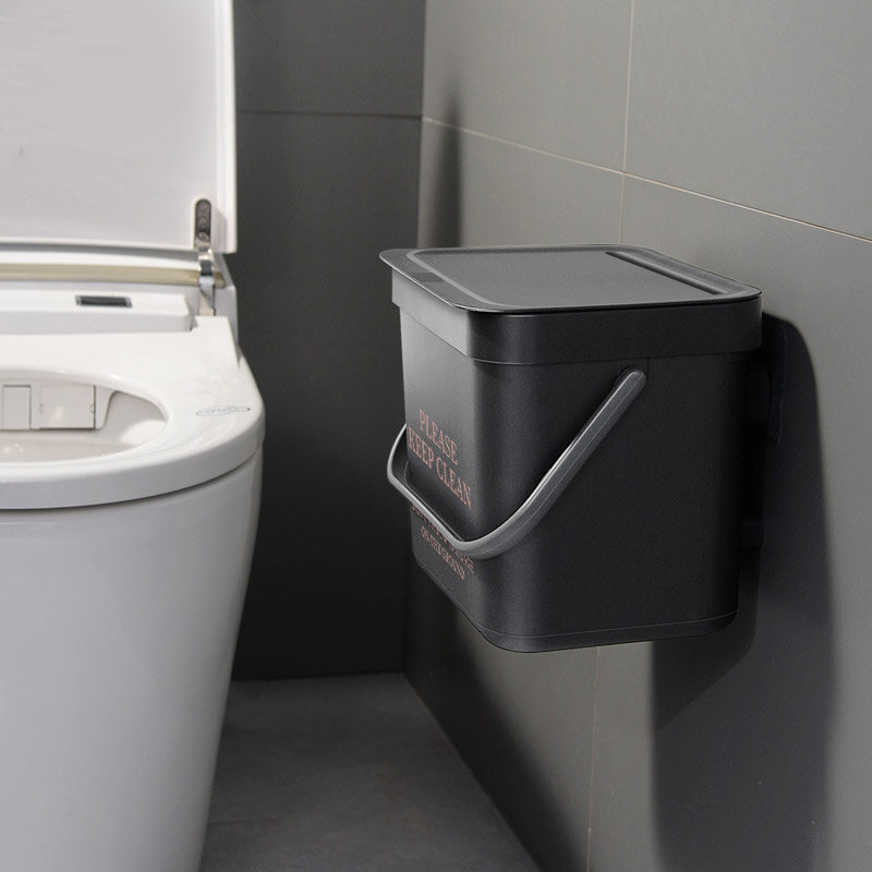 Bathroom Wall Mounted Trash Can Kitchen Waste Bin Living Room Dustbin Toilet Trash Cans Bedroom Garbage Bucket Nordic Style
