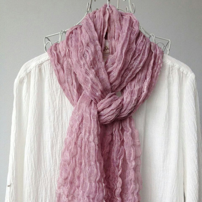 Japonês primavera verão outono inverno cachecol algodão e linho cor sólida longo cachecóis femininos xale moda feminina cachecol