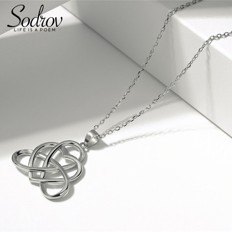 Sodrov Аутентичные 925 пробы серебряные подвески, очаровательные ожерелья/Элегантные полые сердца, ювелирные украшения, подарки