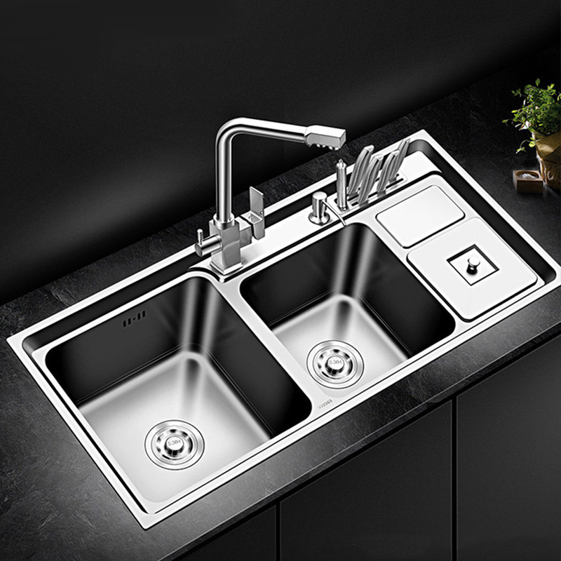 Double Bowl Thickness Sinks Stainless Steel Kitchen Sink Kitchen Above Counter or Udermount Sinks Vegetable Washing Basin
