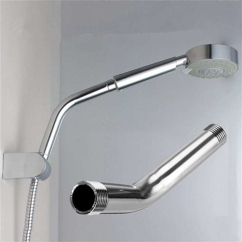 G1/2 15cm Stainless Steel Shower Head Extension Angled Shower Arm Extra Pipe Wall Mounted For Bathroom