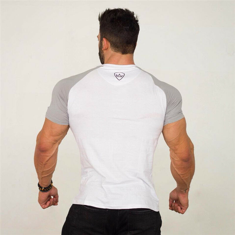2021 algodão ginásio camisa do esporte t camisa dos homens de manga curta correndo camisa dos homens treino de treinamento t de fitness superior esporte camiseta