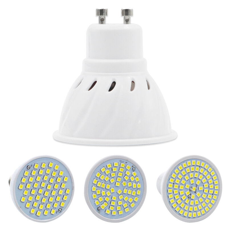 Lampada – ampoule de projecteur led pour maison, économie d'énergie, 48, 60, 80LED, AC 220V, SMD 2835, GU10, MR16, E27, E14