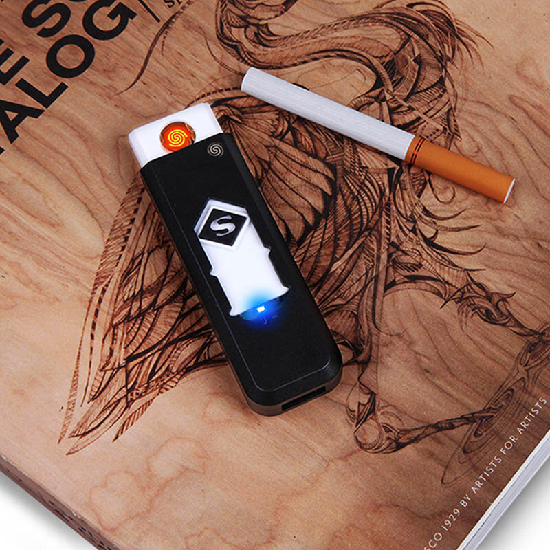 Briquet de charge électronique sans fumée | 1 pièce, accessoire coupe-vent joli cadeau, allume-cigare, sans flamme, accessoires de fumer