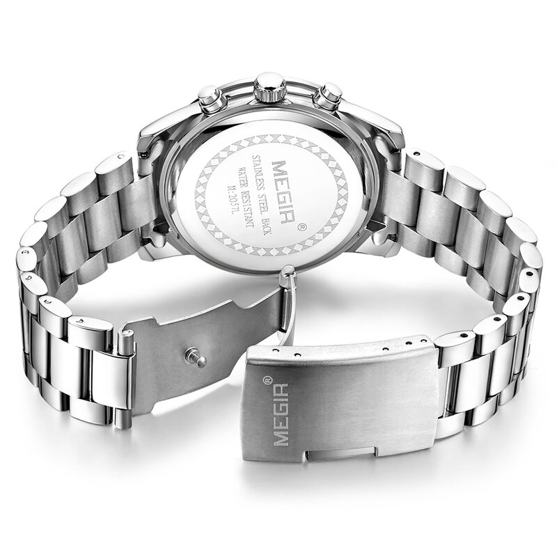 MEGIR nowa moda Chronograph Plated klasyczny zegarek kwarcowy damski kobiety kryształy zegarki na rękę Relogio Feminino