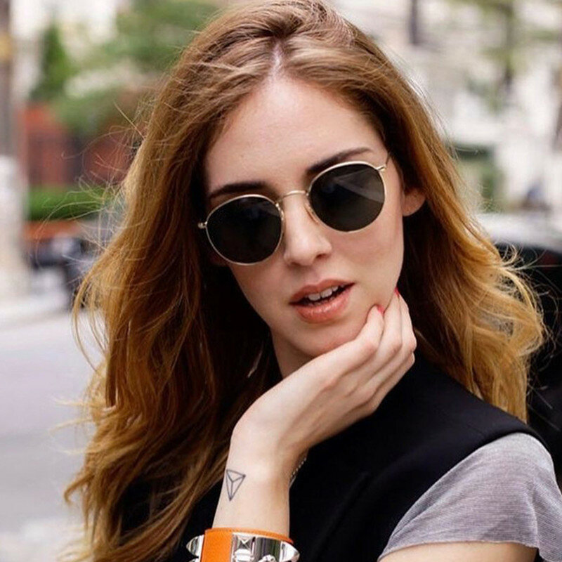 2019 Fashion Oval Kacamata Wanita Merek Designe Kecil Bingkai Logam Steampunk Retro Berjemur Kacamata Perempuan Oculos De Sol UV400