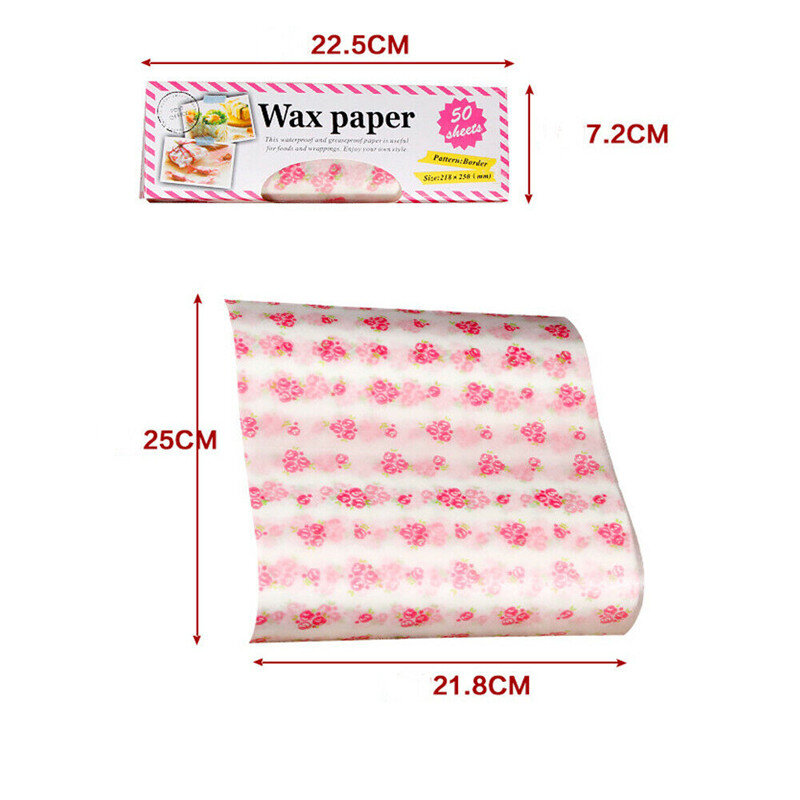 50 Stuks Veel Wax Papier Food Grade Vet Papier Voedsel Wrappers Inpakpapier Voor Brood Sandwich Hamburger Frietjes Oliepapier Bakken gereedschap