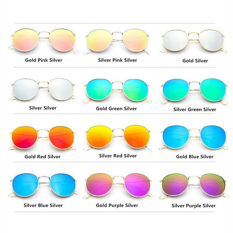 Солнцезащитные очки унисекс, в круглой оправе, золотистые, серебристые, черные, металлическая оправа