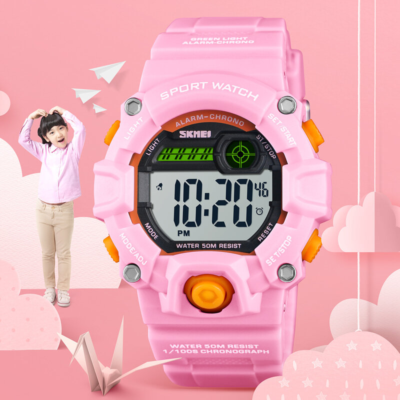 SKMEI – montres de Sport pour enfants, montre-bracelet numérique à Quartz LED, étanche 50M, Sport en plein air, pour garçons et filles