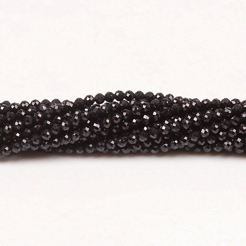Natural preto spinel pedra preciosa 2mm 3mm 4mm redondo facetado grânulos soltos diy acessórios para colar brinco pulseira jóias fazendo