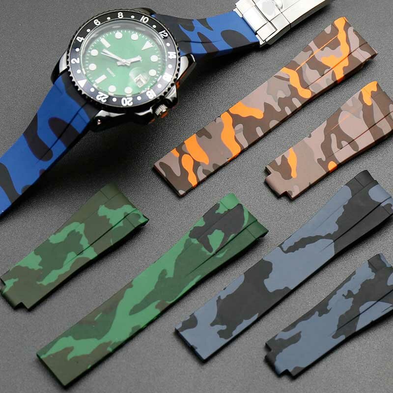 Männer gummi camouflage strap für Rolex GMT wasserdichte silikon strap weibliche 20mm schnalle zubehör