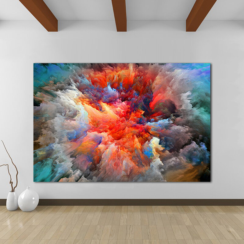 AAHH-pintura abstracta moderna de lienzo, imágenes de pared de nubes coloridas para sala de estar, pintura artística para decoración del hogar sin marco