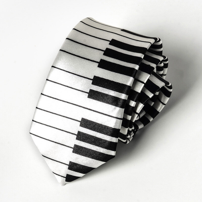 Corbatas Unisex para mujer, accesorios de notas musicales con estampado de Piano, corbata de cuello estrecha a rayas, combina con todo, Coreano único