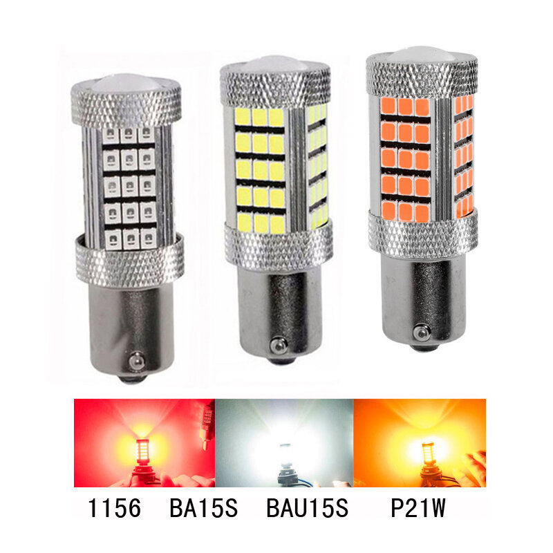 2Pcs Super Bright 1156 BA15S P21W LED Bulbs for Car DRL Turn Signal Light Backup Lamp Brake Lamp Bulb 66 SMD 2835 LED DC 12V