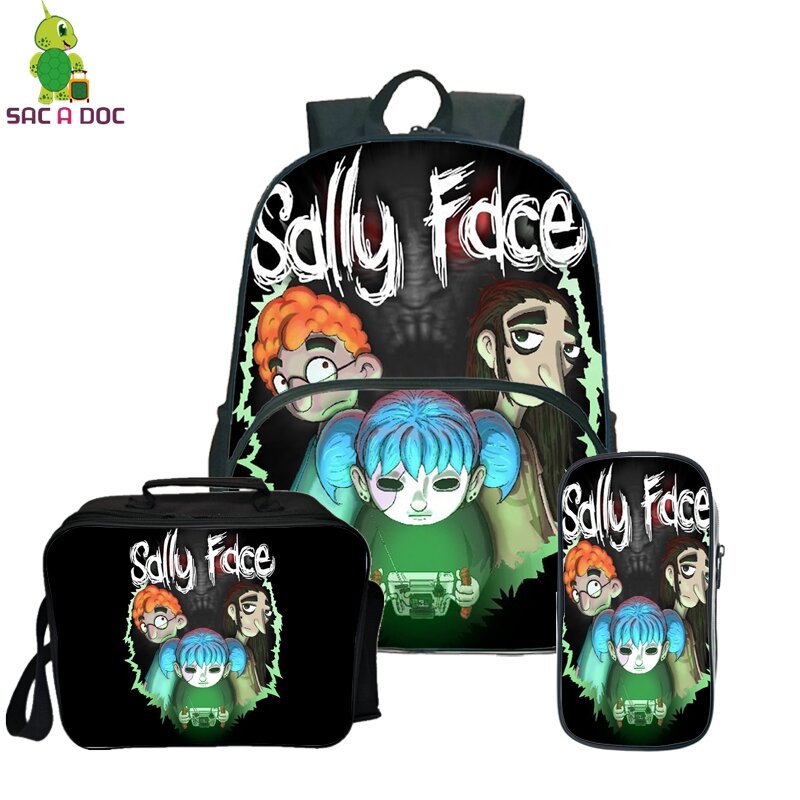 Rallye Face – sac à dos de voyage pour adolescent, pour fille et garçon, cartable avec trousse mignonne, Anti-vol, Kawaii, 3 pièces/ensembles