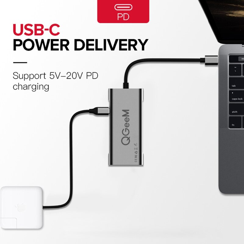 QGeeM-Hub USB tipo C 7 en 1 para Huawei P20 Mate 20 Pro, Hub USB USB-C a 3,0 Hub, lector de tarjetas HDMI, adaptador Thunderbolt3 para MacBook Pro