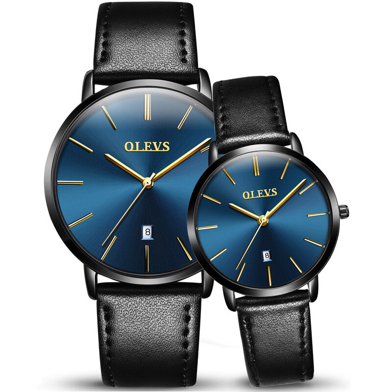 Брендовые роскошные часы Olevs для пар, водонепроницаемость 30 м, функция автоматического календаря, кварцевые часы для влюбленных пар, лучший ...