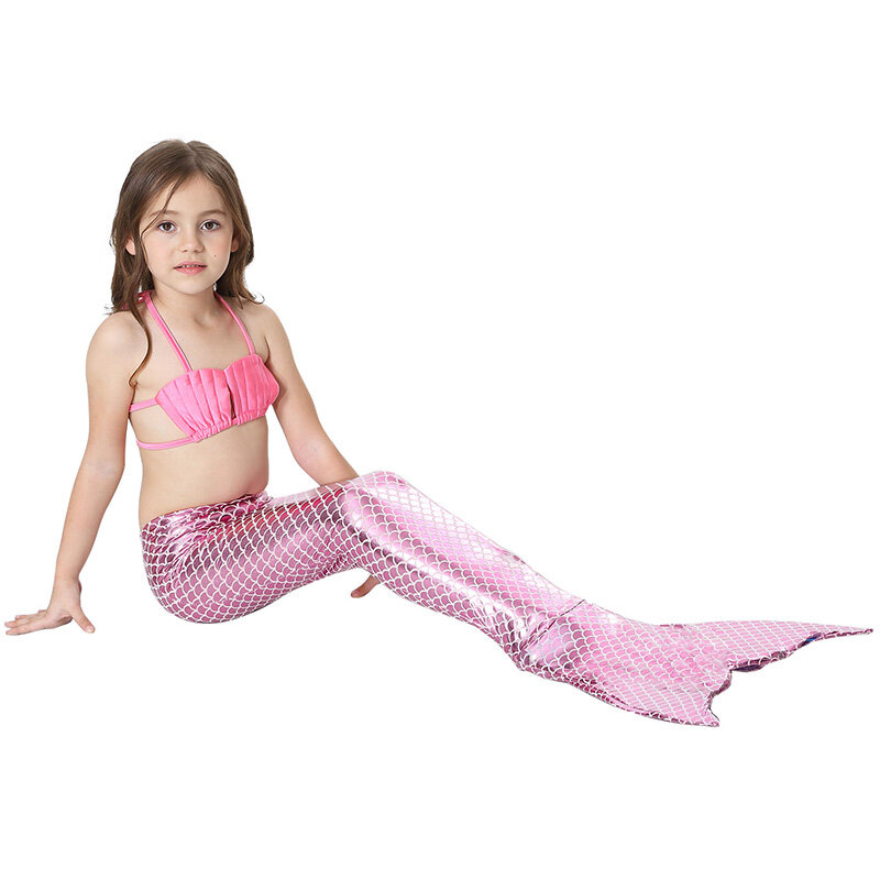 女の子水泳人魚の尾子供アリエル水着3ピース/セット8色swimmable人魚の尾の衣装