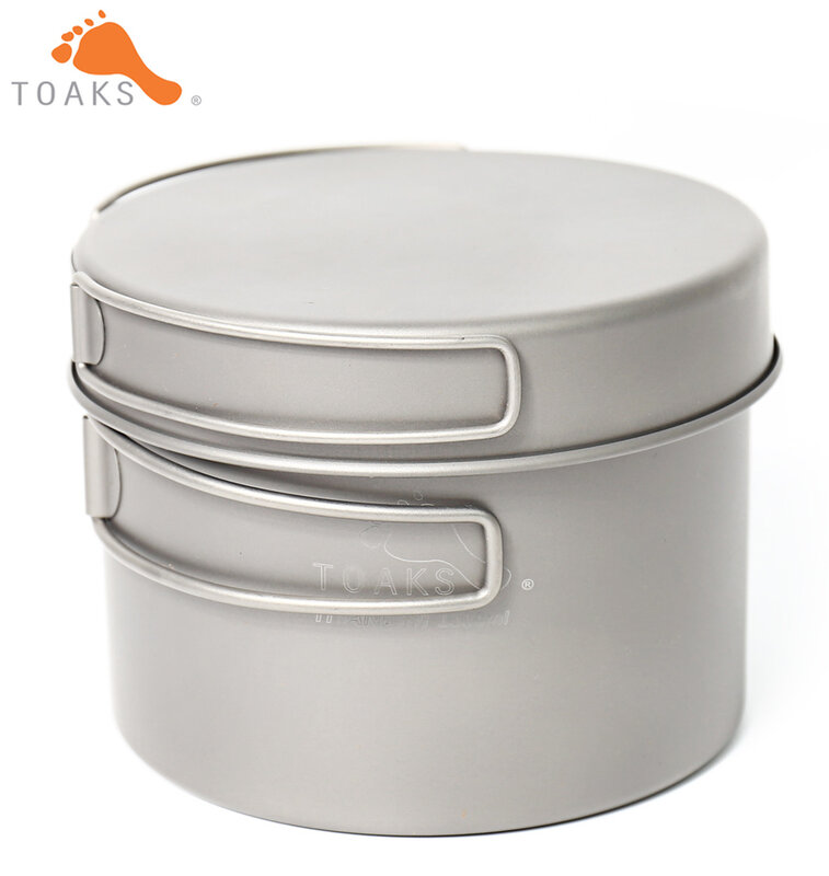 TOAKS Titanium CKW-1300  Bowl Pot Set with Folding Handle Outdoor Tableware Camping Pan Cookware Backpack Cooking Picnic 165g