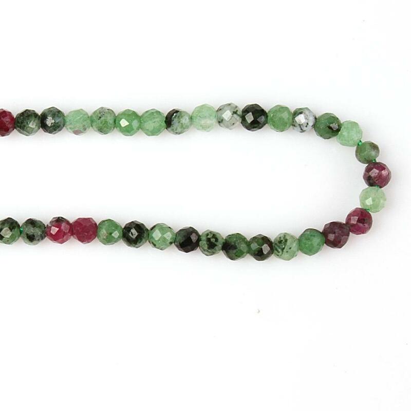 2mm 3mm naturel vert épidote rouge rubis Zoisite rond à facettes pierres précieuses perles bricolage accessoires pour bijoux collier Bracelet fabrication