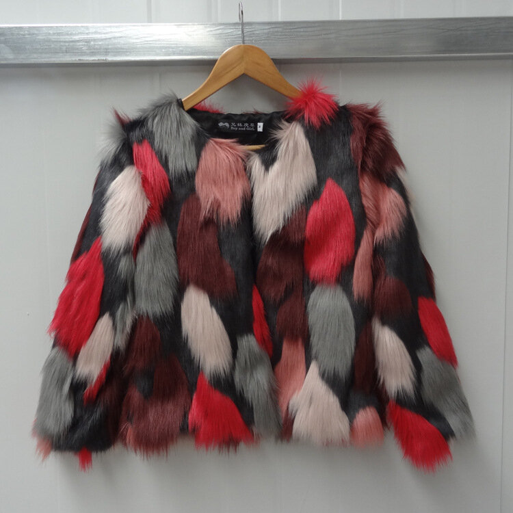 Mulheres de cor mista seção curta casaco de pele casual inverno outono imitação de peles jaquetas femininas plus size casacos de pele do falso s/6xl k466