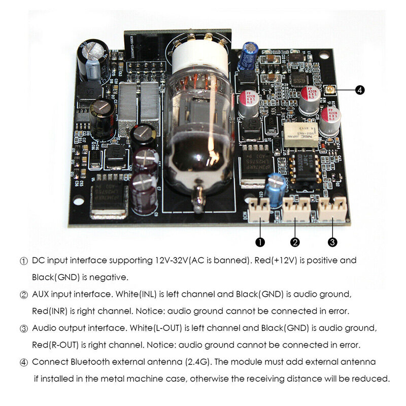 Dykb 12AU7 Buis CSR8675 Bluetooth 5.0 Audio Receiver Board ES9018 Decoder Dac 12S Signaal Aptx Aux Voor 12V 24V Auto Versterker