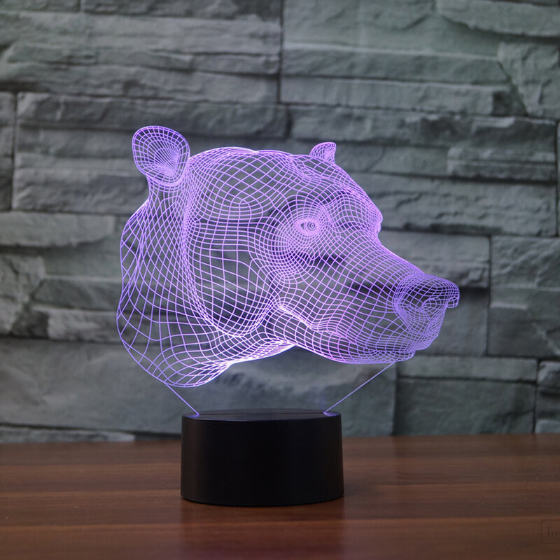 3D LED 밤 빛 동물 장식 조명 7 색 변경 아크릴 테이블 램프 홈 장식 어린이 선물 완구