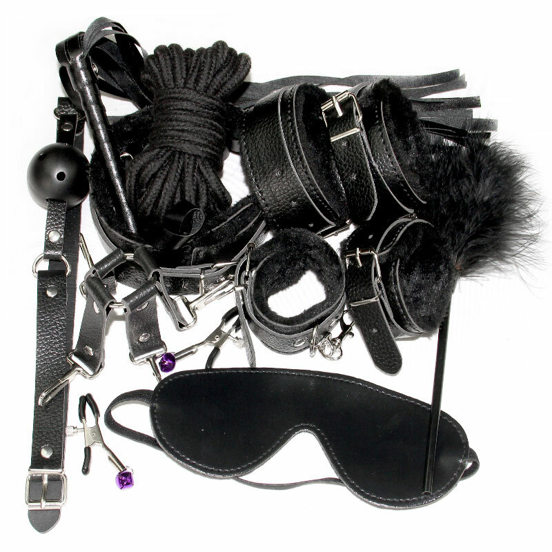 10 Pcs/SET New leather bdsm bondage Handcuff Set Erotic Sex toys for couples female slave game SM Sexy handcuffs Erotic Toys