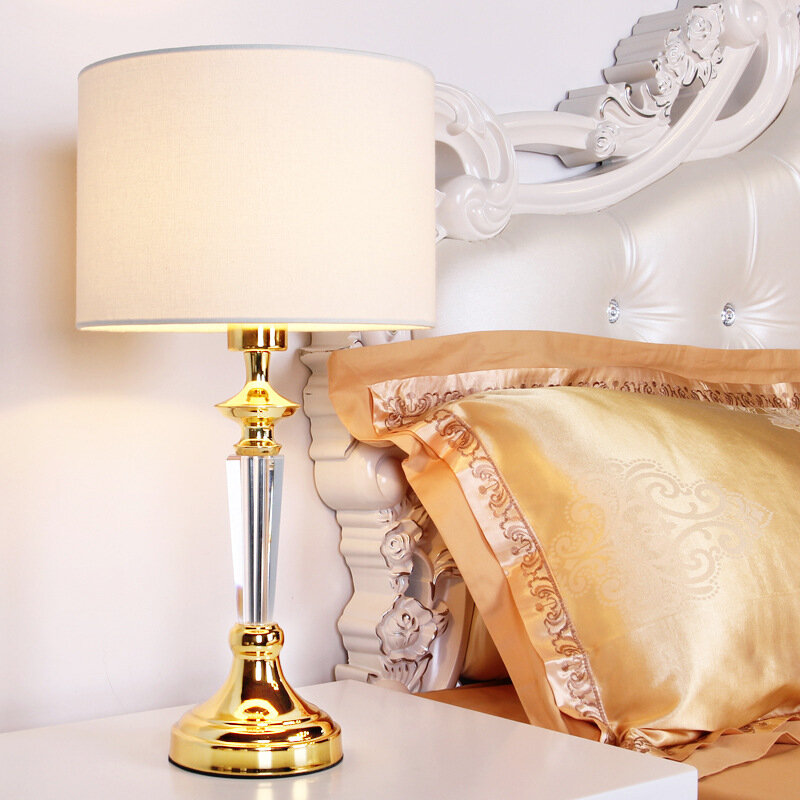TUDA-lámpara de mesa dorada de lujo, 30x55cm, Lámpara de mesa de cristal de alto grado, pantalla de lámpara, atenuación, E27, envío gratis