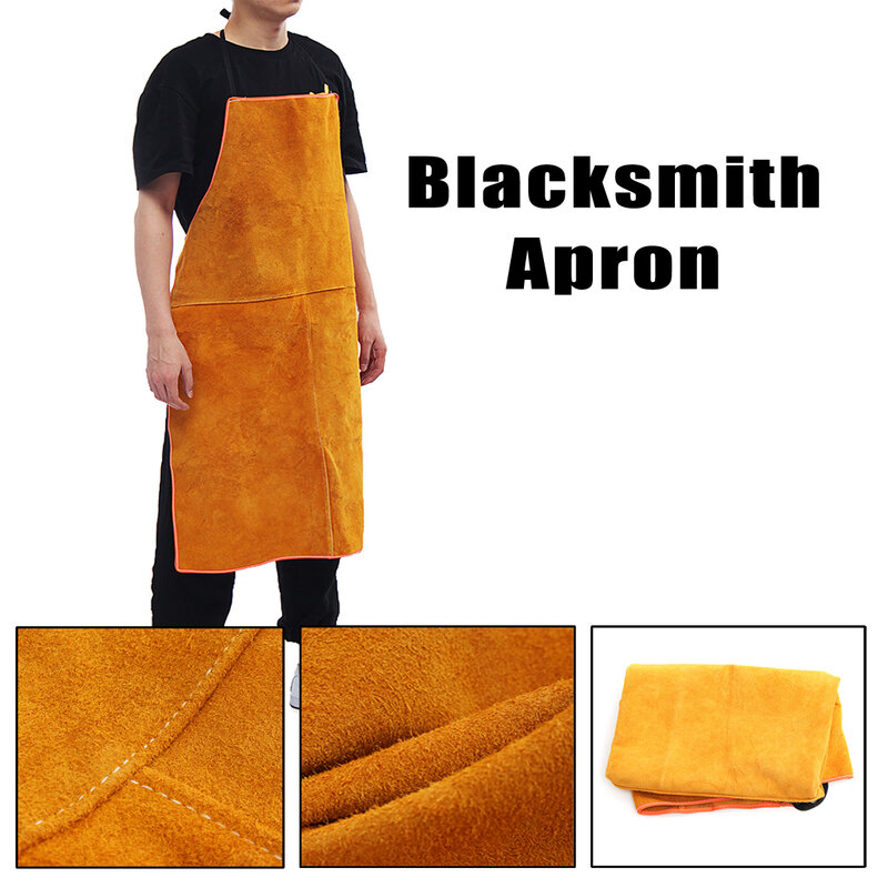 Full Cowhideหนังไฟฟ้าผ้ากันเปื้อนBib Blacksmithผ้ากันเปื้อนสีเหลืองไฟฟ้าความปลอดภัยเสื้อผ้า