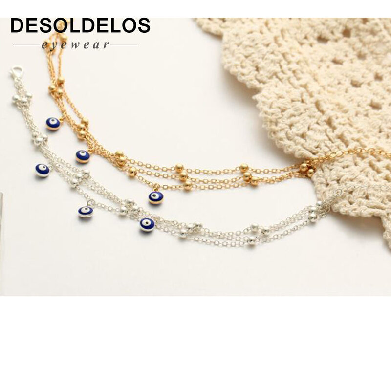 Bracelets de cheville style bohémien pour femmes, pendentif turc yeux bleus, Bracelet de pied, perles chaîne de plage, halhal ayak zinciri caviar liera, nouvelle collection