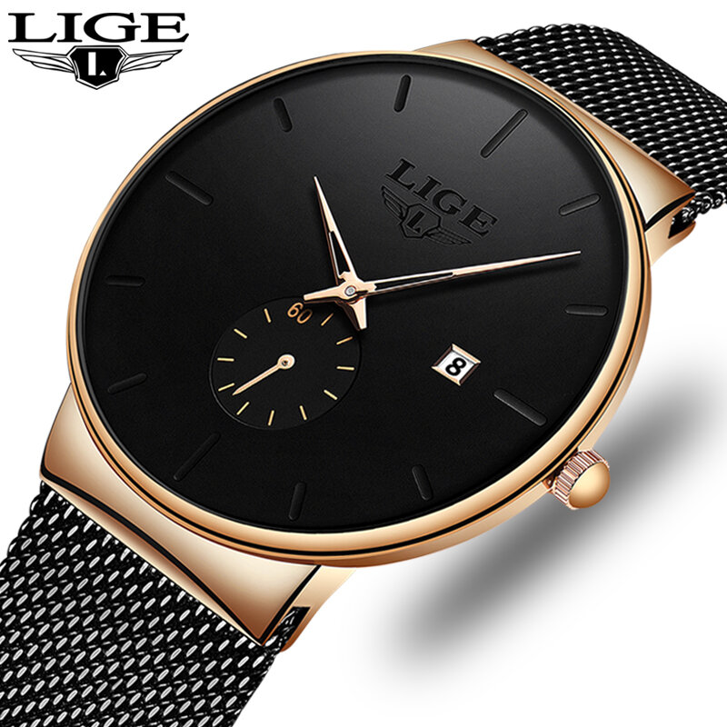 2019 New LIGE Mens Watches Casual Fashion Gift Men Watch Business Waterproof Quartz Watch Full Steel Clock Relogio Masculino+Box