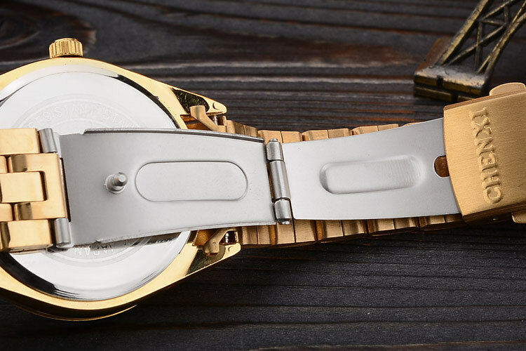 Chenxi relógio de ouro homens relógios top marca de luxo famoso relógio de pulso masculino relógio de pulso de quartzo dourado calendário relogio masculino