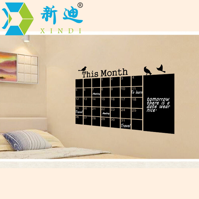 Adesivos de calendário de parede, quadro negro de escritório pvc removível quadro-negro mês planejamento memo mensagem preta quadro frete grátis