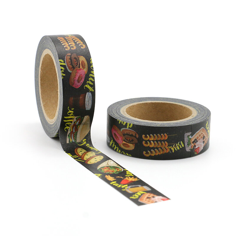 Yummy-rollo de cinta Washi para Cinta adhesiva decorativa, decoración de álbumes de recortes, comida occidental, Pizza, hamburguesa, comida, bricolaje, 1 Uds.