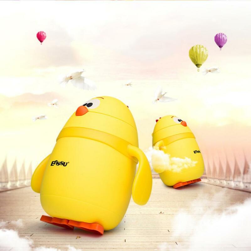 Enssu 1 шт. маленькая Желтая Курица Детская чашка из нержавеющей стали материал безопасности с ручкой прыгающий переключатель для детей