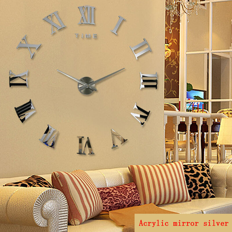 Reloj de pared Digital de cuarzo para sala de estar, espejo grande, de Metal, envío gratis, decoración del hogar