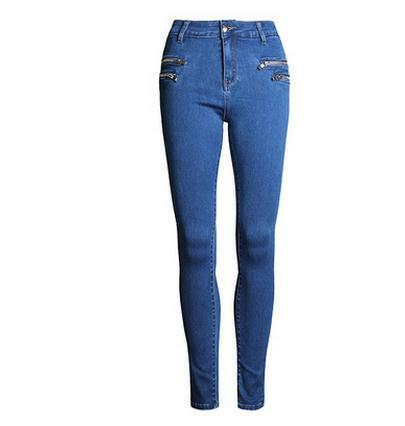 2019 Do Sexo Feminino Lazer Decoração Jeans Skinny Stretchy Mulheres Calça Jeans de Cintura Alta Com Zíper Lápis Calça Jeans Cowboy Calças K229