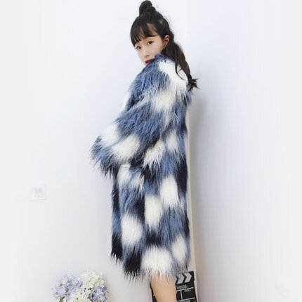 Women Turn-down collar Gradient color Faux Fur Coat N47