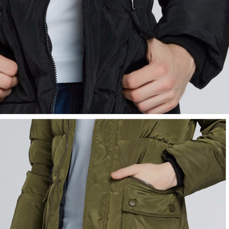 Классический мужской длинный пуховик, мужское утепленное пальто, зимняя куртка, теплая верхняя одежда, мужские пуховики #18225