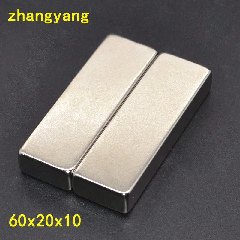 1/2/5Pcs  60 x 20 x 10mm N35 Super Strong Rare Earth Permanet Magnet Powerful Block Neodymium Magnets 60*20*10 60x20x10