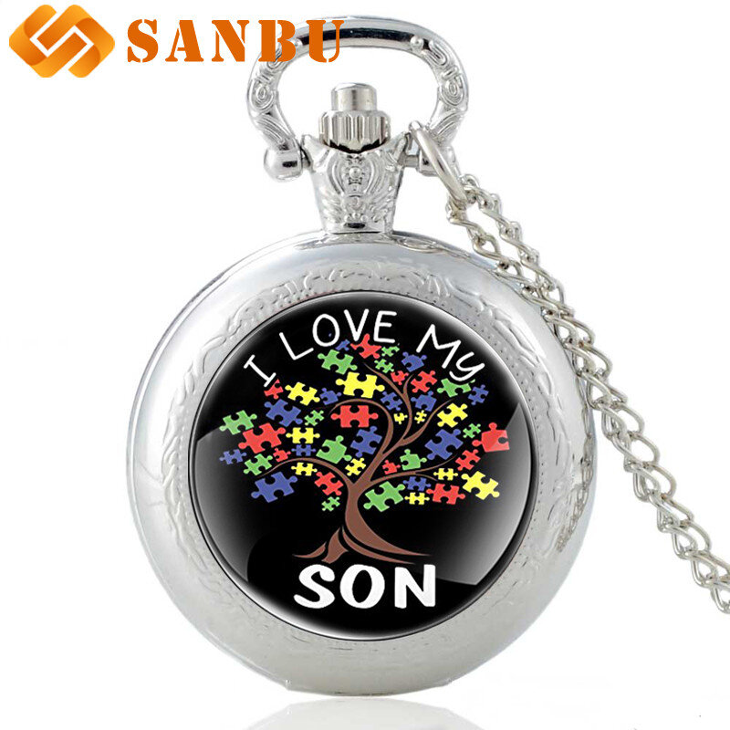 Best Watch to Son Vintage Bronze Quartz Pocket Watch Retro Family Member Tree of Life Necklace Pendant Antique Jewelry Gift