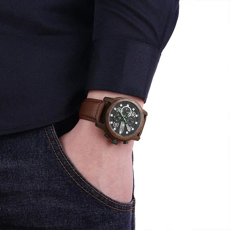 Мужские водонепроницаемые кварцевые аналоговые часы с хронографом, в стиле милитари