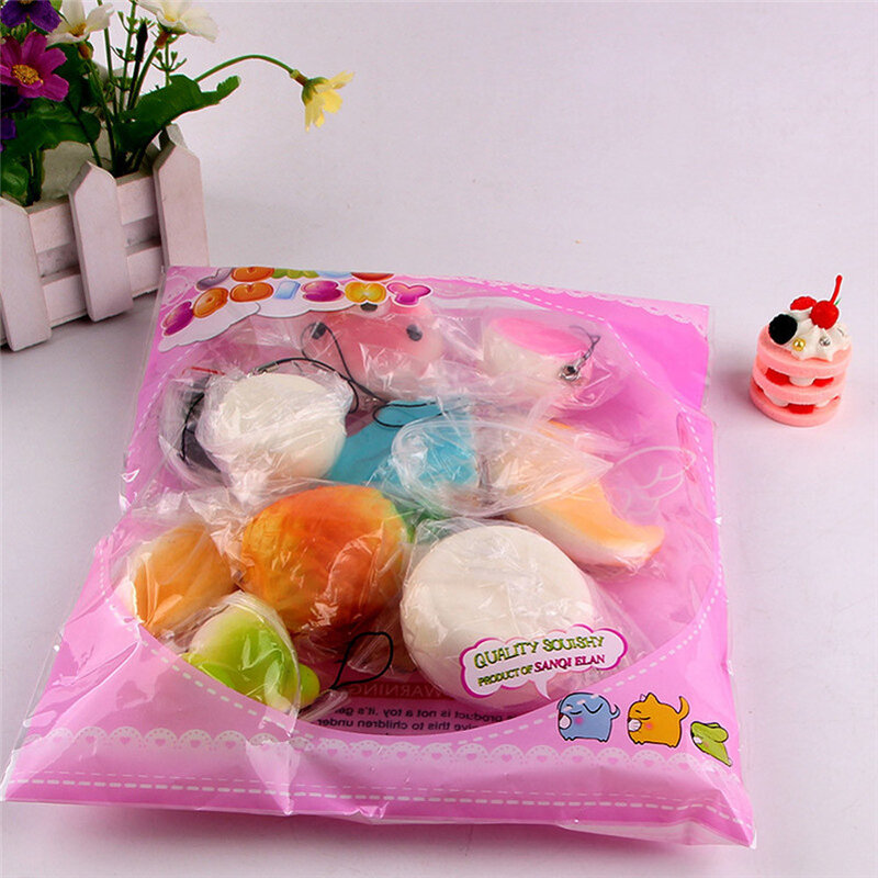 ミディアムミニスクイーズパンかわいいスクイーズパッケージのおもちゃ,三頭の形,抗ストレス,10個