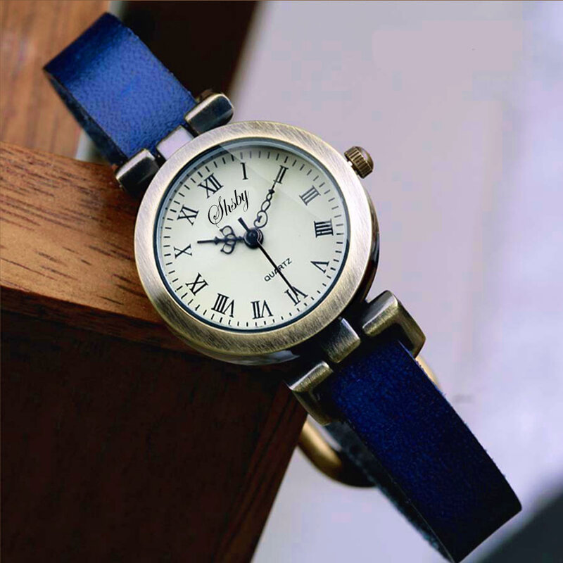 Shsby novo relógio feminino de couro fashion mais vendido, relógio vintage roma, relógio elegante para mulheres