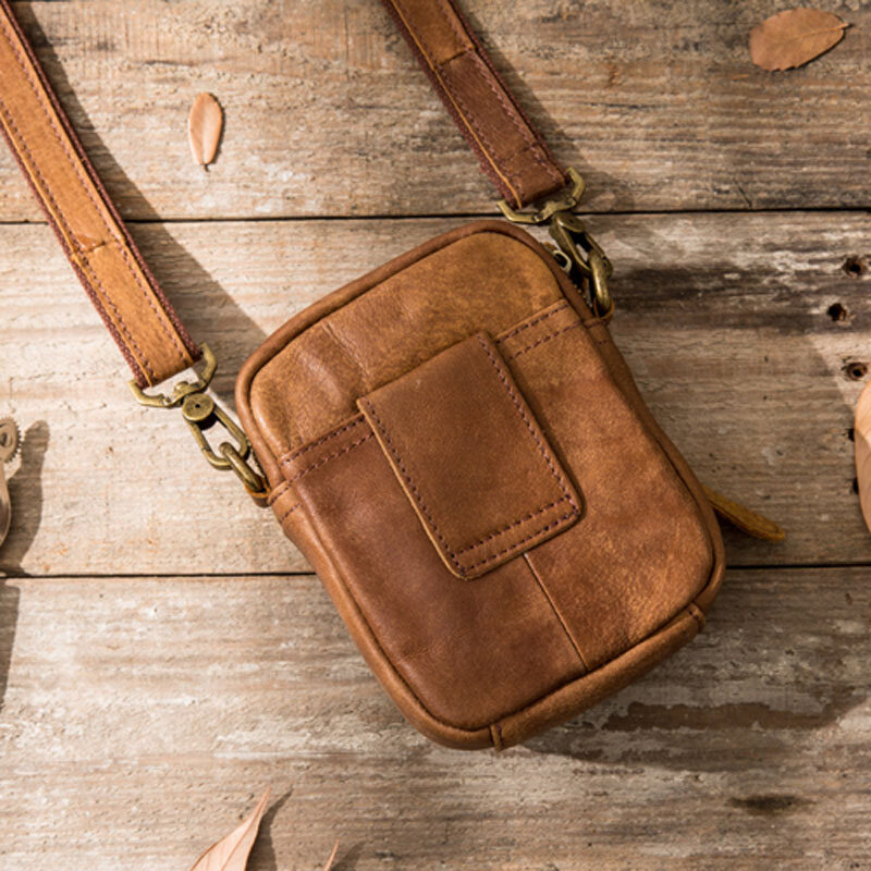 AETOO Повседневная сумка через плечо, уличная спортивная Кожаная мини-сумка с карманами, мужская кожаная маленькая сумка